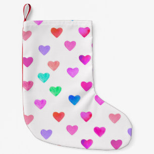 Petite Chaussette De Noël coeur aquarelle peint à la main motif Valentine's