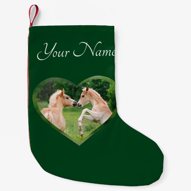 Petite Chaussette De Noël Coeur mignon d'amis de poulains de chevaux de (Devant)
