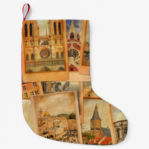 Petite Chaussette De Noël Collage carte photo vintage. Europe, Moyen-Orient
