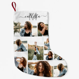 Petite Chaussette De Noël Collage photo personnalisé Nom du monogramme initi