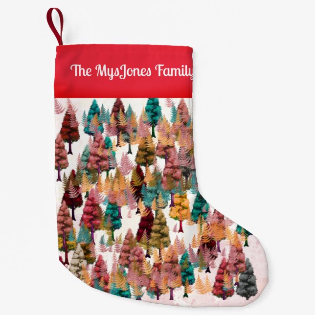 Petite Chaussette De Noël Coloris minimalistes rétro personnalisés (Devant)