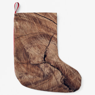 Petite Chaussette De Noël Conception de la texture du grain de bois rustique