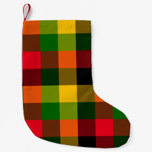 Petite Chaussette De Noël Conception de motif à carreaux de couleurs africai
