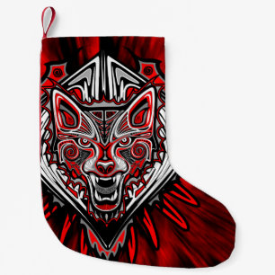 Petite Chaussette De Noël Conception de totem tribal Haida Loup
