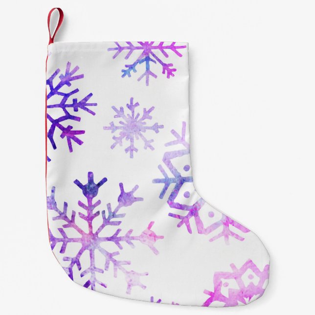 Petite Chaussette De Noël Conception pourpre de Noël de flocon de neige (Devant)