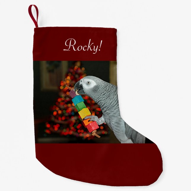 Petite Chaussette De Noël Congo African Grey Parrot Joyeux sapin de Noël (Devant)