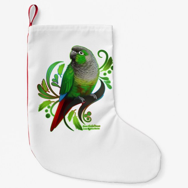 Petite Chaussette De Noël Conure à joues vertes (Devant)