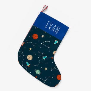 Petite Chaussette De Noël Cool Garçon Motif de l'espace extra-atmosphérique