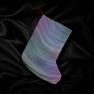 Petite Chaussette De Noël Cool Strata Belle Agate bleu violet et or