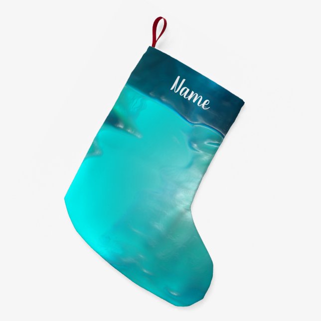 Petite Chaussette De Noël Cool Turquoise Blue Liquide Conception en plastiqu (Devant (Accrochage))