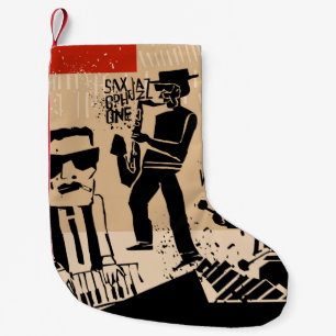 Petite Chaussette De Noël cool vintage d'affiche du groupe de jazz avec trom