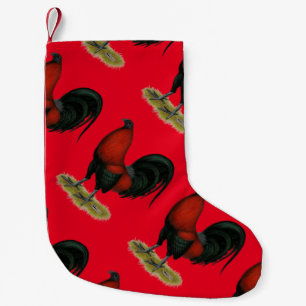 Petite Chaussette De Noël Coq Rouge Noir BB Jeu Américain