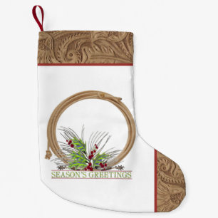 Petite Chaussette De Noël Corde Western Cowboy Et Épouse Faux Cuir