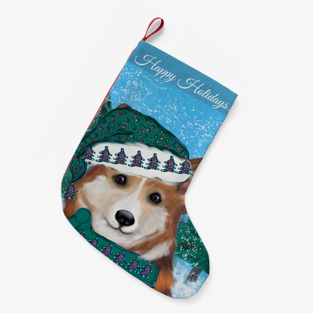 Petite Chaussette De Noël Corgi (Devant (Accrochage))