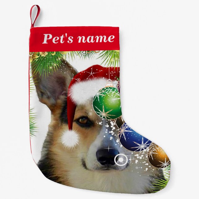 Petite Chaussette De Noël Corgi tricolore de Noël (Devant)
