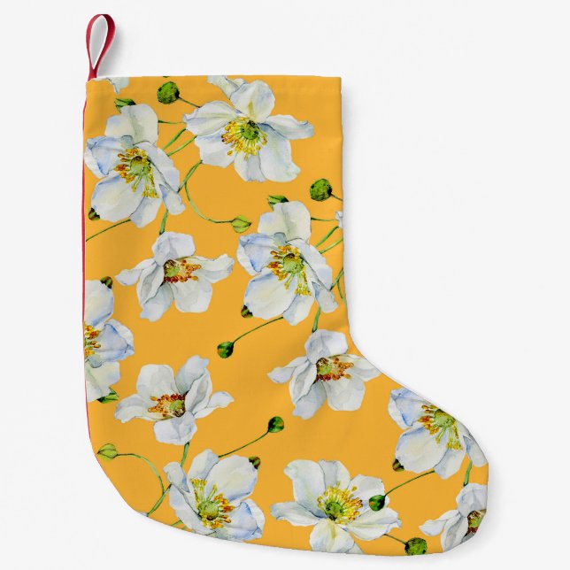 Petite Chaussette De Noël Cosmos fleurs aquarelle illustration motif (Devant)