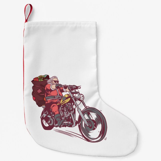 Petite Chaussette De Noël Costume de Noël père Noël Biker pour Invitatiatiat (Devant)