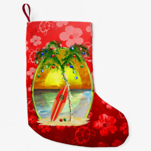 Petite Chaussette De Noël Coucher du soleil de plage de Noël