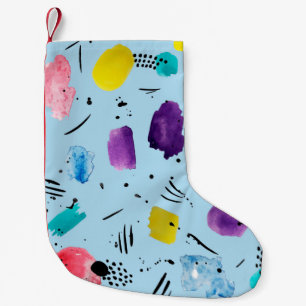 Petite Chaussette De Noël Couleur d'eau Abstraite formes géométriques avec