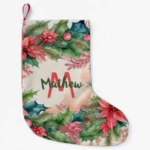 Petite Chaussette De Noël Courbe traditionnelle rouge et verte de Noël