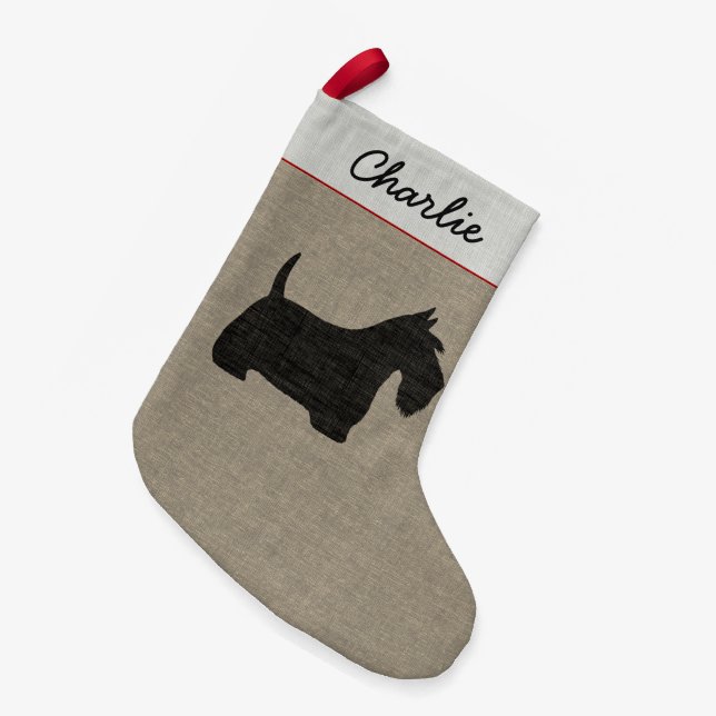 Petite Chaussette De Noël Coutume de silhouette de chien de Scottie de (Devant (Accrochage))