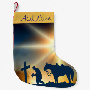 Petite Chaussette De Noël Cowboy au bas croisé de Noël
