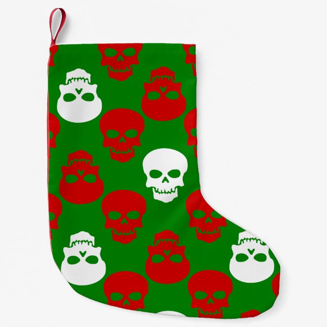 Petite Chaussette De Noël crâne moche de Noël rouge blanc vert (Devant)