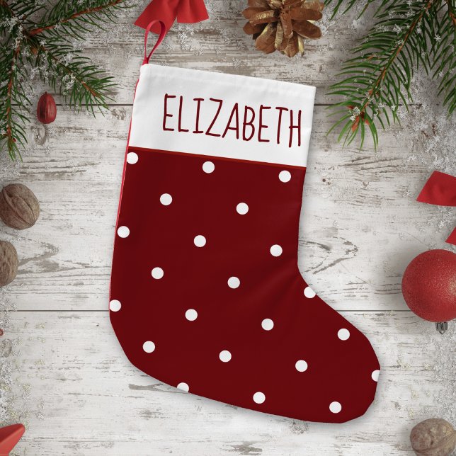 Petite Chaussette De Noël Créez vos propres vacances Pois rouges et blancs (Créateur téléchargé)