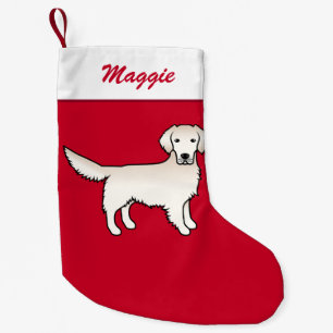 Petite Chaussette De Noël Crème Anglaise Golden Retriever Chien Sur Rouge &