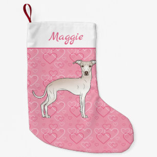 Petite Chaussette De Noël Crème Italien Greyhound Chien Cute Sur Coeur Rose
