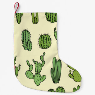Petite Chaussette De Noël Croquis de Cactus : Élégance florale Vintage.