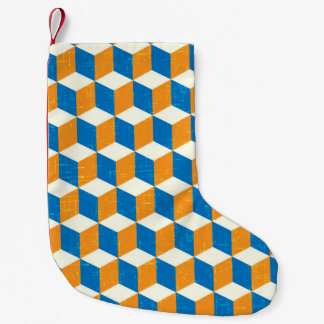 Petite Chaussette De Noël Cubes isométriques rétro, illusion géométrique