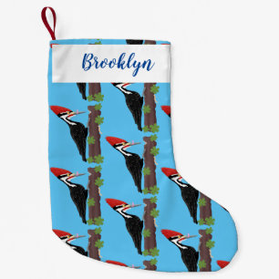 Petite Chaussette De Noël Cue drôle Pileated woodpecker dessin d'illustratio