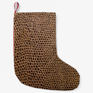 Petite Chaussette De Noël Cuir foncé : Élégant Arrière - plan simple