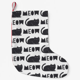 Petite Chaussette De Noël cute cat pattern. Vintage illustration