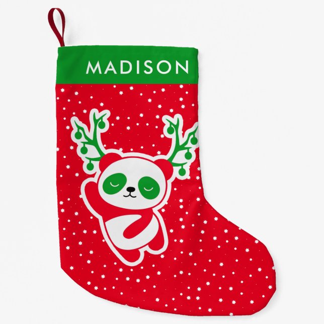 Petite Chaussette De Noël Cute Christmas Panda Star Motif personnalisé (Devant)
