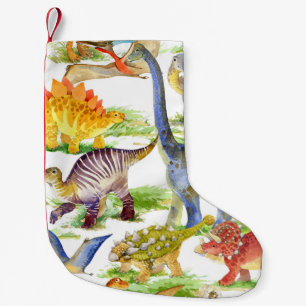 Petite Chaussette De Noël Cute Dinosaures Aquarelle Art sans fil