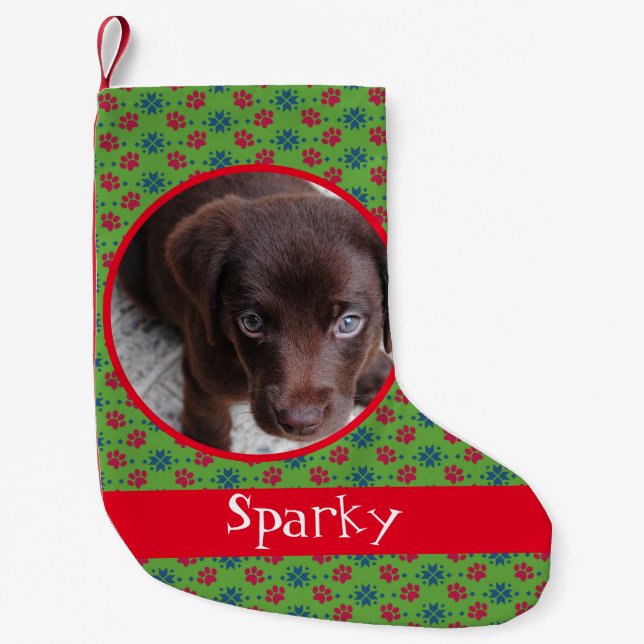 Petite Chaussette De Noël Cute Empreintes de pattes animal chien chat photo  (Devant)