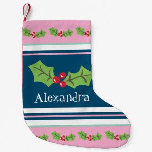 Petite Chaussette De Noël Cute Holly & Berries personnalisée