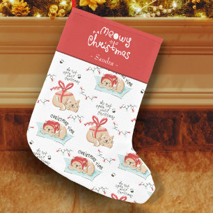 Petite Chaussette De Noël Cute Meowy Christmas Kitty Chat Motif
