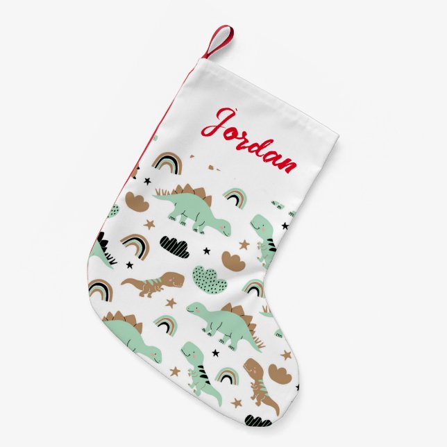 Petite Chaussette De Noël Cute Mint Green Dinosaur Motif (Devant (Accrochage))