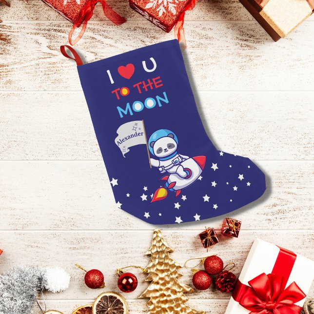 Petite Chaussette De Noël Cute Panda Ours Astronaut Sur Rockship Kids (Créateur téléchargé)
