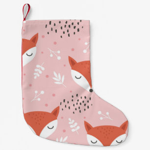 Petite Chaussette De Noël Cute renard sans couture motif, loup dessiné à la