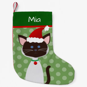 Petite Chaussette De Noël Cute Siamese Père Noël Kitty