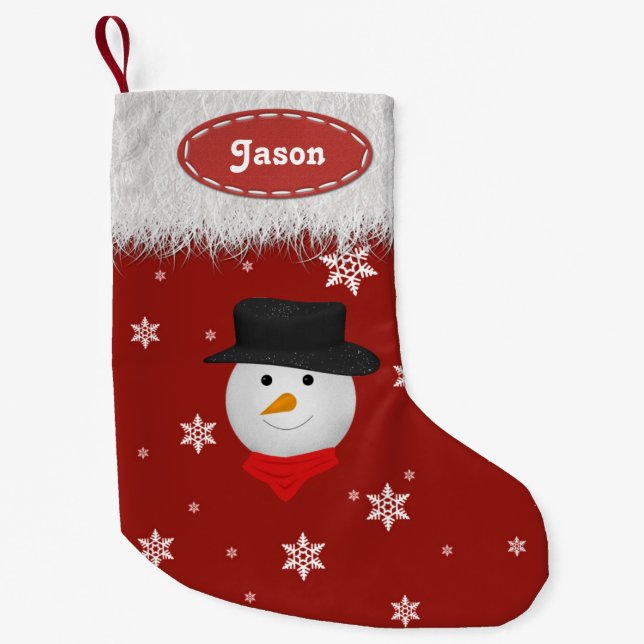 Petite Chaussette De Noël Cute Snowman et Snowflakes - Christmas Stockings (Devant)