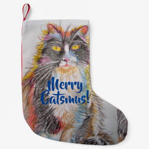 Petite Chaussette De Noël Cute Tuxedo Chat Merry Catsmus Stocker de Noël