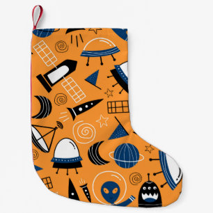 Petite Chaussette De Noël Cute ufo vaisseaux aliens, planètes, galaxies cou