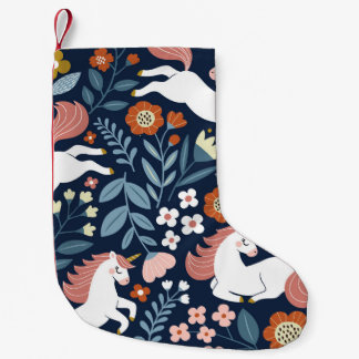 Petite Chaussette De Noël Cute Unicornes Floral Vintage Motif