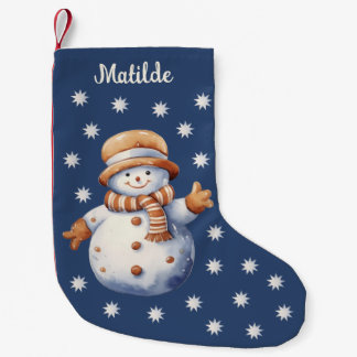 Petite Chaussette De Noël Cute Watercolor Snowman Christmas Stocking