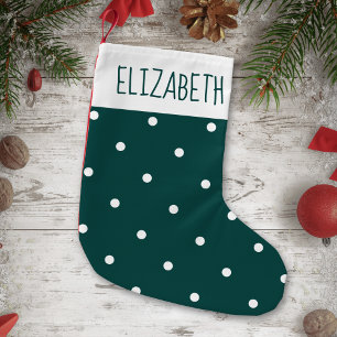 Petite Chaussette De Noël Cute White Polka Dot Festive Holiday Ajouter Votre